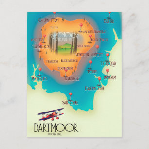 Cartão Postal Cartaz de viagem do mapa do Parque Nacional de Dar