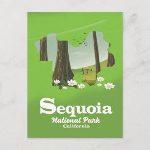 Cartão Postal cartaz de viagem do mapa do Parque Nacional Sequoi