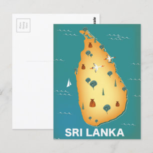 Cartão Postal cartaz de viagem do mapa do Sri Lanka