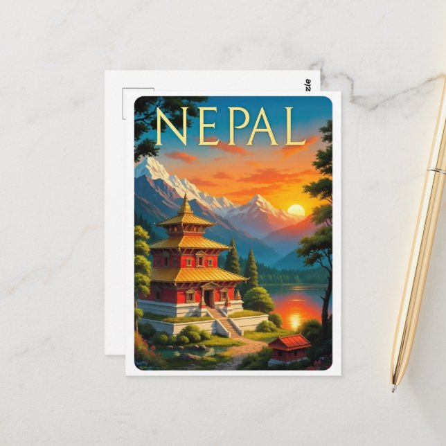 Cartão Postal Cartaz de Viagem do Nepal (Frente/Verso In Situ)