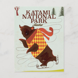 Cartão Postal Cartaz de viagem do Parque Nacional Katami Alasca 