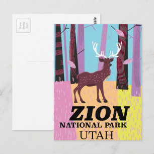 Cartão Postal Cartaz de viagem do parque nacional Zion Utah.