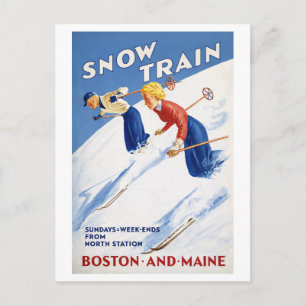 Cartão Postal Cartaz de Viagem do Trem de Neve Vintage