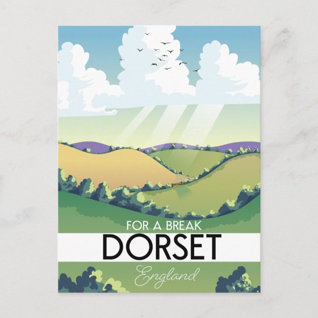 Cartão Postal cartaz de viagem Dorset Inglaterra (Frente)