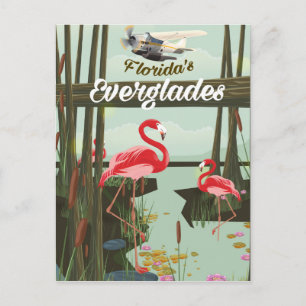 Cartão Postal cartaz de viagem dos Everglades da Flórida em dese