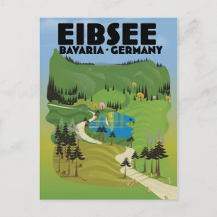 Cartão Postal Cartaz de viagem Eibsee Alemanha.
