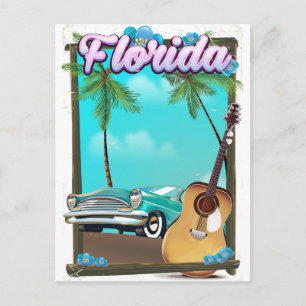 Cartão Postal Cartaz de viagem estilo retrô da Flórida