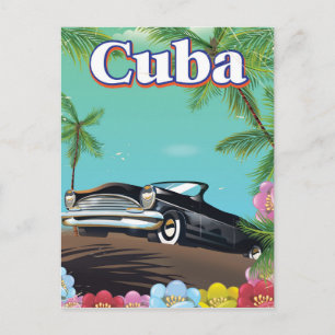 Cartão Postal Cartaz de viagem estilo retrô de Cuba