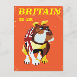 Cartão Postal Cartaz de viagem estilo vintage Bulldog Britânico