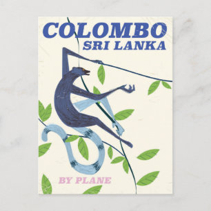 Cartão Postal Cartaz de viagem estilo vintage Colombo Sri Lanka