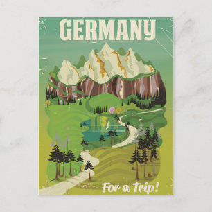 Cartão Postal Cartaz de viagem estilo vintage da Alemanha
