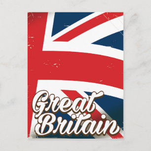 Cartão Postal Cartaz de viagem estilo vintage da Grã-Bretanha
