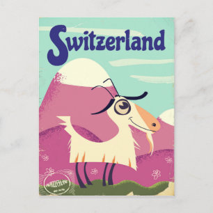 Cartão Postal cartaz de viagem estilo vintage da Suíça