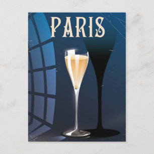 Cartão Postal cartaz de viagem estilo vintage de bebida de vinho