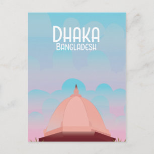 Cartão Postal Cartaz de viagem estilo vintage de Daca Bangladesh