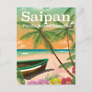 Cartão Postal cartaz de viagem estilo vintage de Saipan