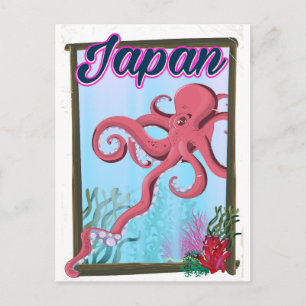 Cartão Postal cartaz de viagem estilo vintage do Japão