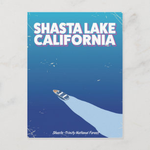Cartão Postal Cartaz de viagem estilo vintage do Lago Shasta Cal