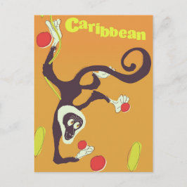 Cartão Postal Cartaz de viagem estilo vintage do macaco caribenh