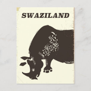 Cartão Postal Cartaz de viagem estilo vintage do rinoceronte de