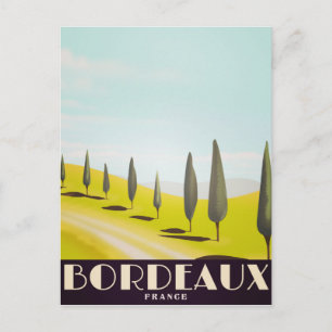 Cartão Postal Cartaz de viagem estilo vintage francês de Bordéus