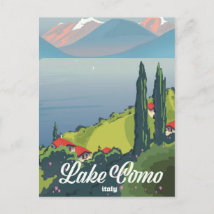 Cartão Postal Cartaz de viagem estilo vintage Lago de Como Itáli