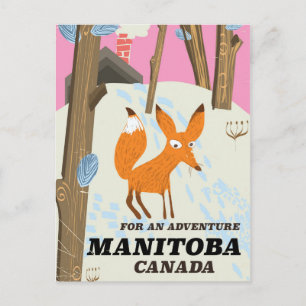 Cartão Postal Cartaz de viagem estilo vintage Manitoba Canadá