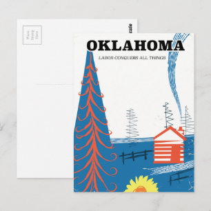 Cartão Postal Cartaz de viagem estilo vintage Oklahoma.