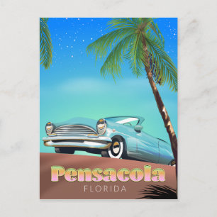 Cartão Postal Cartaz de viagem estilo vintage Pensacola, Flórida