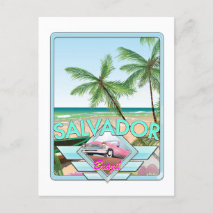 Cartão Postal Cartaz de viagem estilo vintage Salvador Brasil.