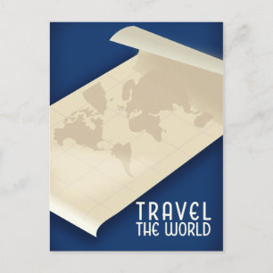 Cartão Postal Cartaz de viagem estilo vintage Viajar pelo Mundo
