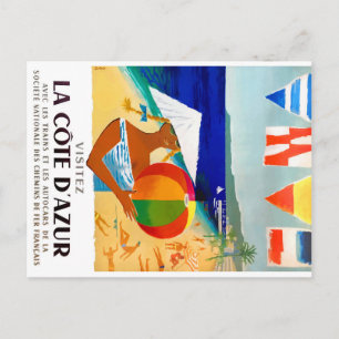 Cartão Postal Cartaz de Viagem Francês Visite La Cote D'Azur de