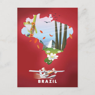 Cartão Postal Cartaz de viagem ilustrado do Brasil.