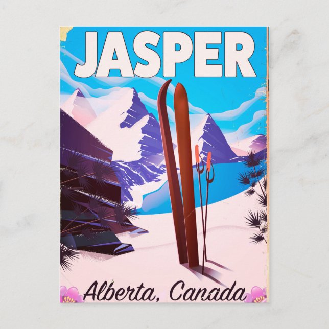 Cartão Postal Cartaz de viagem Jasper Alberta Canadá (Frente)