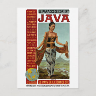 Cartão Postal Cartaz de Viagem Java Vintage Restaurado