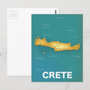 Cartão Postal cartaz de viagem mapa de Creta