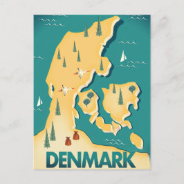 Cartão Postal Cartaz de viagem mapa estilo vintage Dinamarca