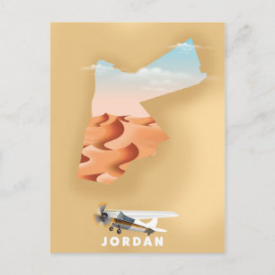 Cartão Postal cartaz de viagem mapa ilustrado da Jordânia