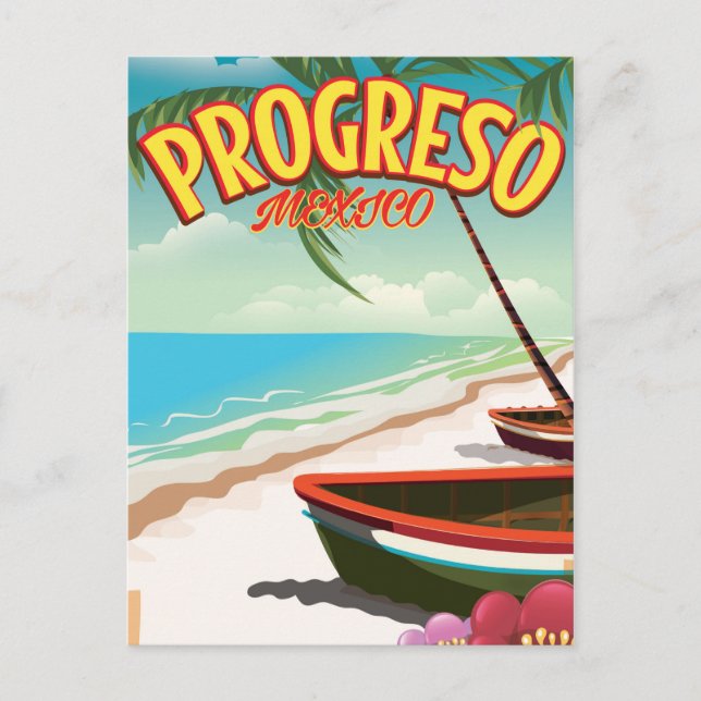 Cartão Postal Cartaz de viagem mexicano Progreso (Frente)