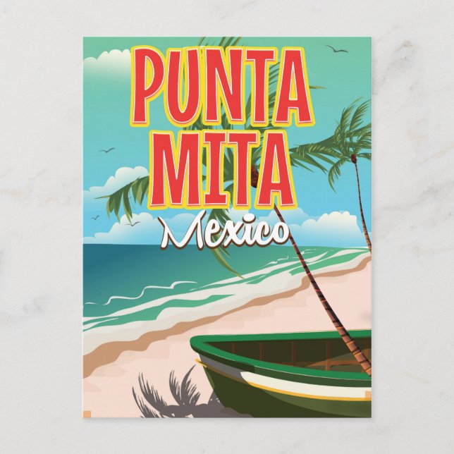 Cartão Postal cartaz de viagem mexicano Punta Mita (Frente)