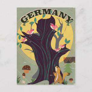 Cartão Postal cartaz de viagem paisagem desenho animado vintage 