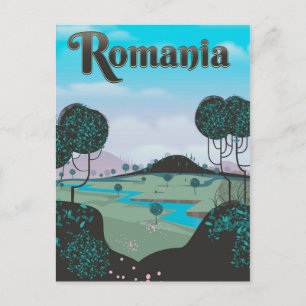Cartão Postal Cartaz de viagem paisagem vintage Romênia