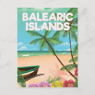 Cartão Postal cartaz de viagem para a praia das Ilhas Baleares