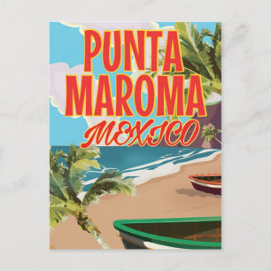 Cartão Postal Cartaz de viagem para a Praia de Punta Maroma Méxi