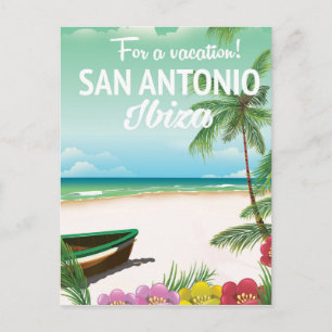 Cartão Postal cartaz de viagem para a praia de San Antonio Ibiza