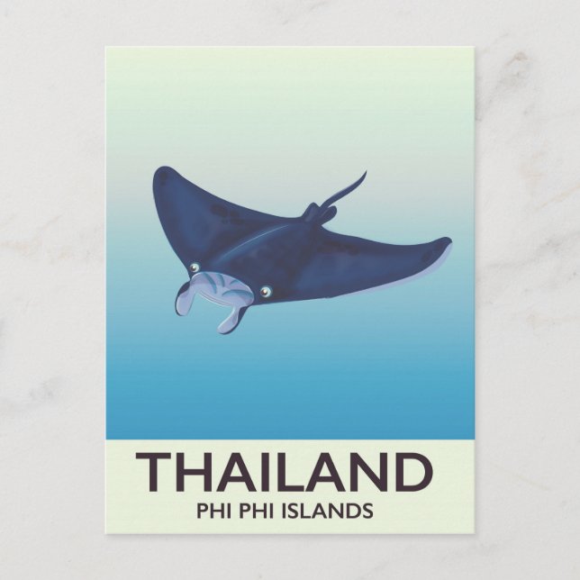 Cartão Postal Cartaz de viagem para as Ilhas Phi Phi da Tailândi (Frente)