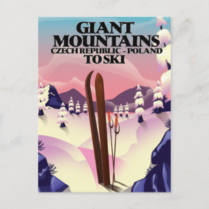 Cartão Postal Cartaz de viagem para as Montanhas Gigantes Polôni