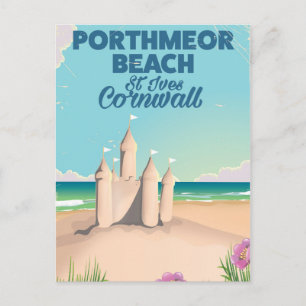Cartão Postal Cartaz de viagem para Praia de Porthmeor, St Ives,