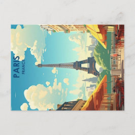 Cartão Postal cartaz de viagem paris vintage