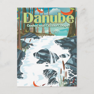 Cartão Postal cartaz de viagem pelo rio europeu Danúbio